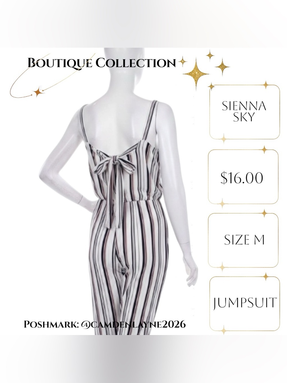 Sienna Sky Black & White Striped Sleeveless Jumpsuit - Picture 8 of 10